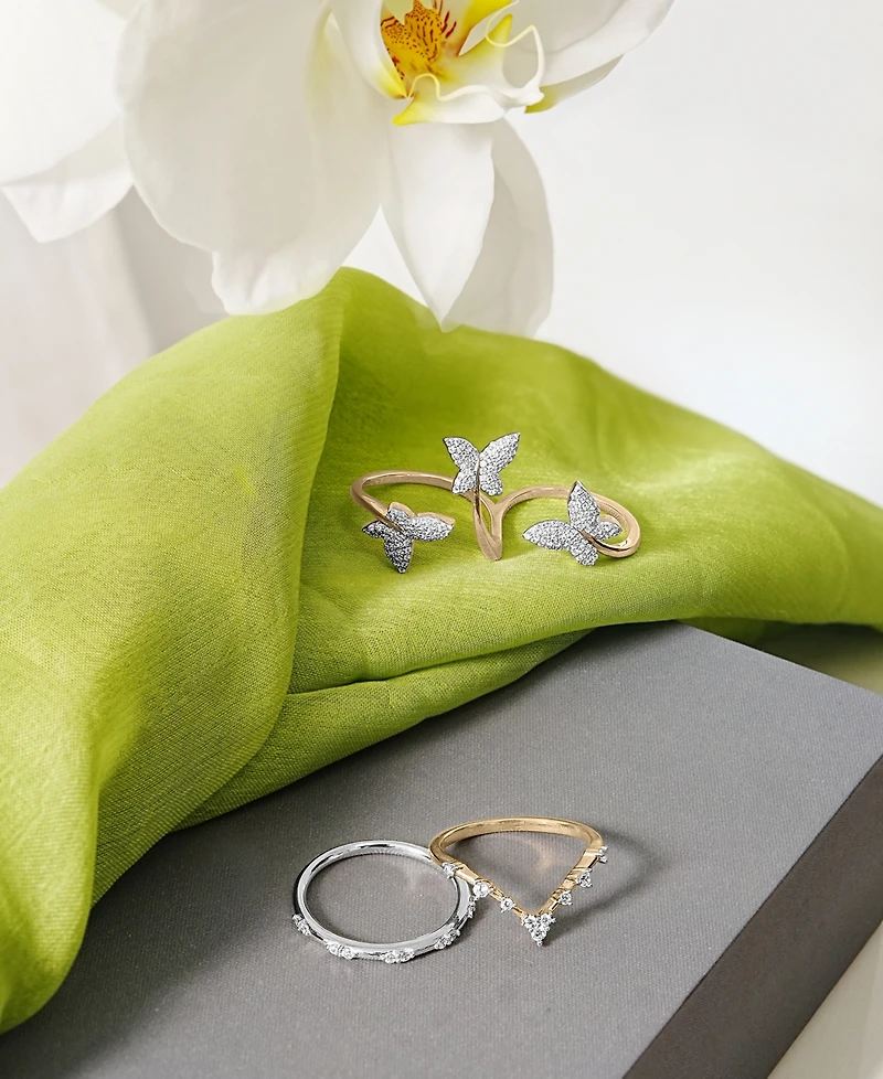 Diamond Mini Cluster Stack Band (1/6 ct. t.w.) 10k White Gold, Created for Macy's