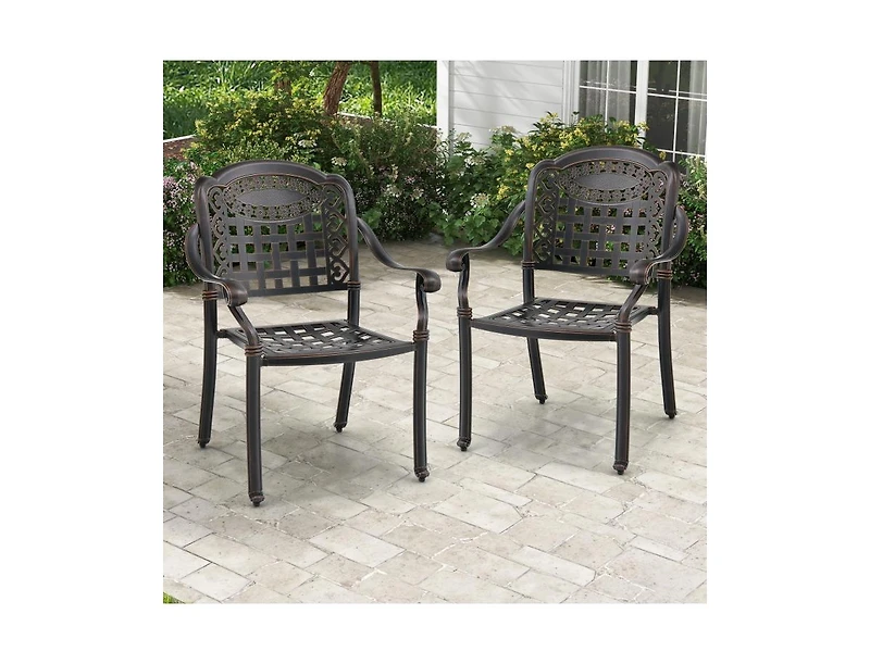Slickblue Set of 2 Cast Aluminum Patio Chairs with Armrests