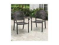 Slickblue Set of 2 Cast Aluminum Patio Chairs with Armrests