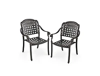 Slickblue Set of 2 Cast Aluminum Patio Chairs with Armrests