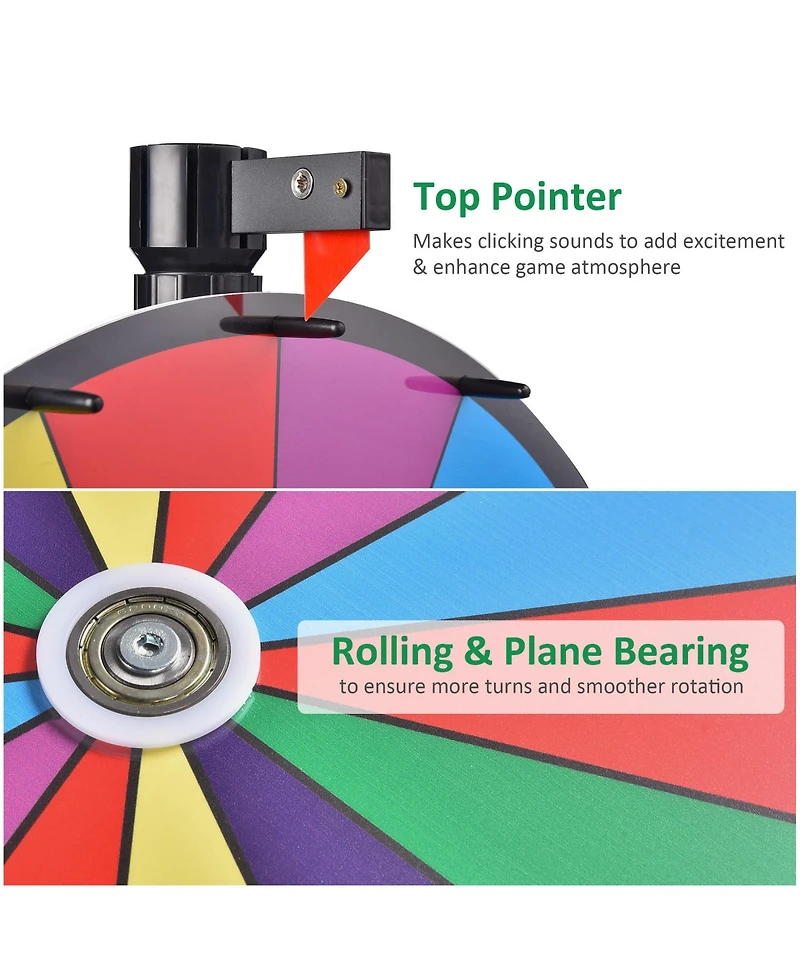 WinSpin 24" Dual Use Prize Wheel Tabletop or Floor Stand Spinning Wheel Carnival Game Tradeshow