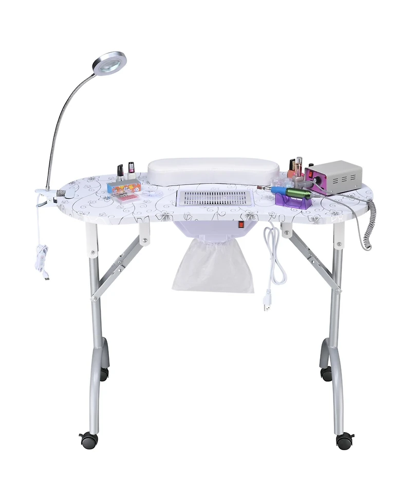 Byootique Portable Folding Manicure Nail Table Station Salon Desk Vented Beauty Spa