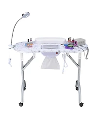 Byootique Portable Folding Manicure Nail Table Station Salon Desk Vented Beauty Spa