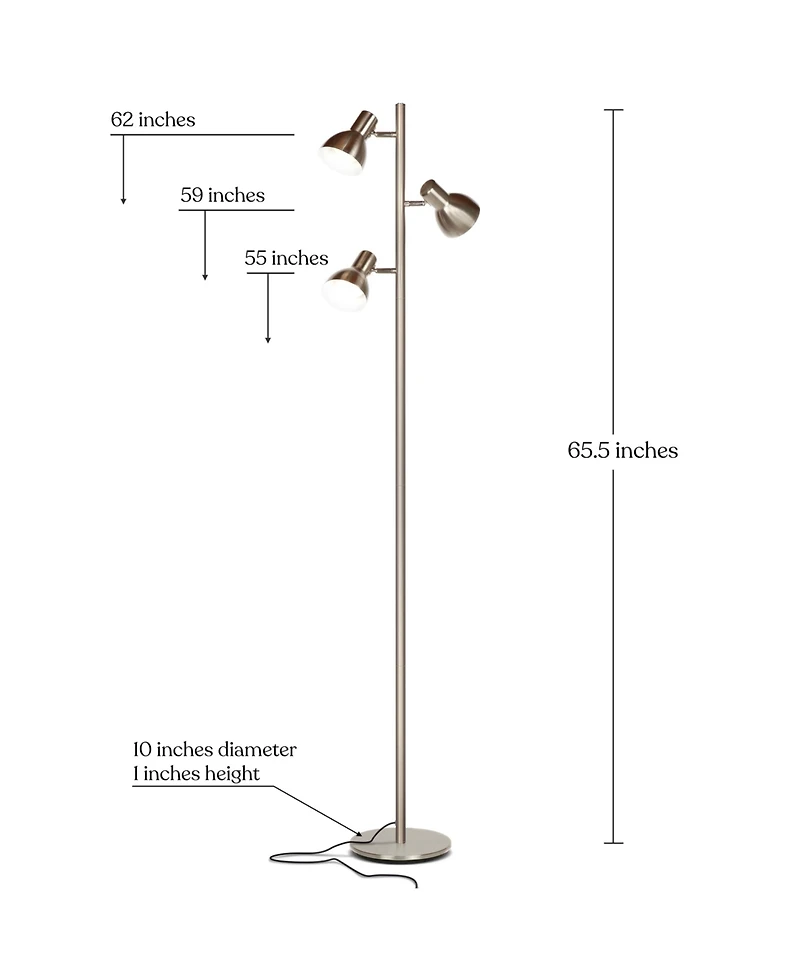 Ethan 65.5" Led Tree Floor Lamp with Adjustable Rotating Heads