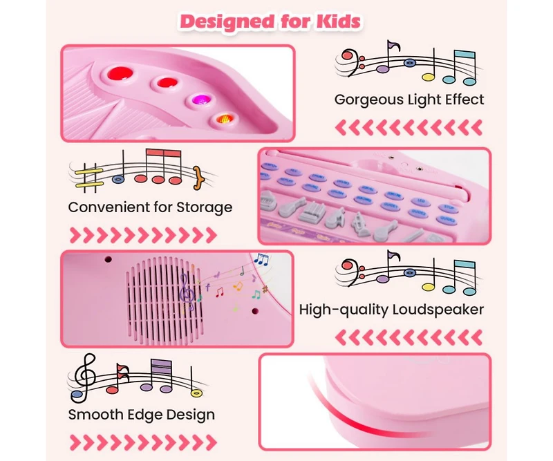 37 Keys Kids Piano Keyboard with Stool and Piano Lid