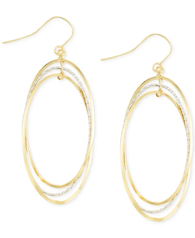 Italian Gold Two-Tone Oval Hoop Earrings in 14k Gold