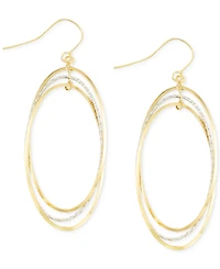 Italian Gold Two-Tone Oval Hoop Earrings in 14k Gold