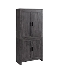 Homcom 64" 4-Door Kitchen Pantry, Freestanding Storage Cabinet with 3 Adjustable Shelves for Kitchen, Dining or Living Room, Grey