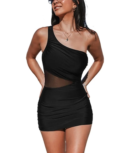 Cupshe Women's Asymmetrical Mesh Waist Swim Dress