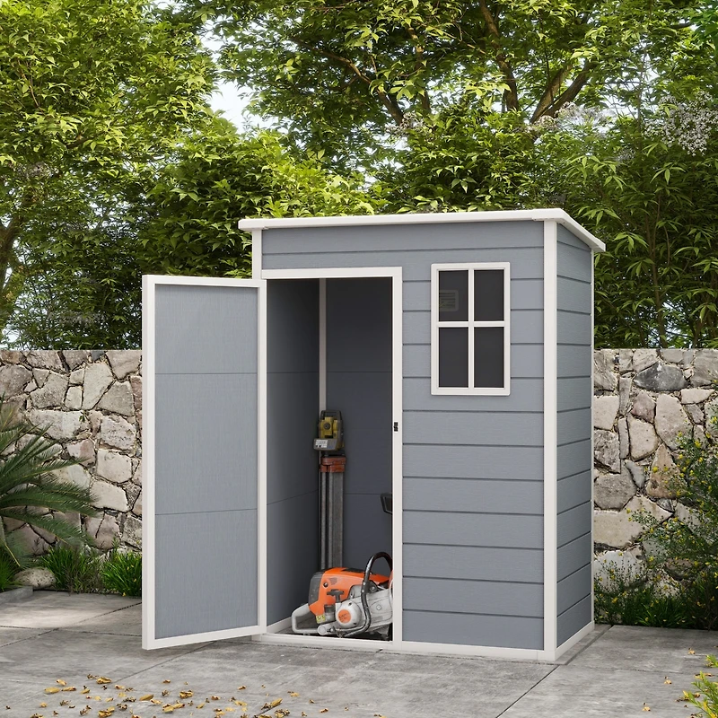 Outsunny Resin Outdoor Storage Shed, 59.5" x 36.25" Garden Shed w/ Window