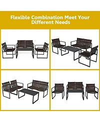 Sugift 4 Pieces Patio Furniture Conversation Set with Sofa Loveseat