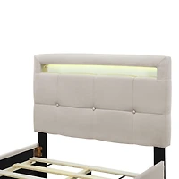 Streamdale Twin Upholstered Led Platform Bed with Drawers