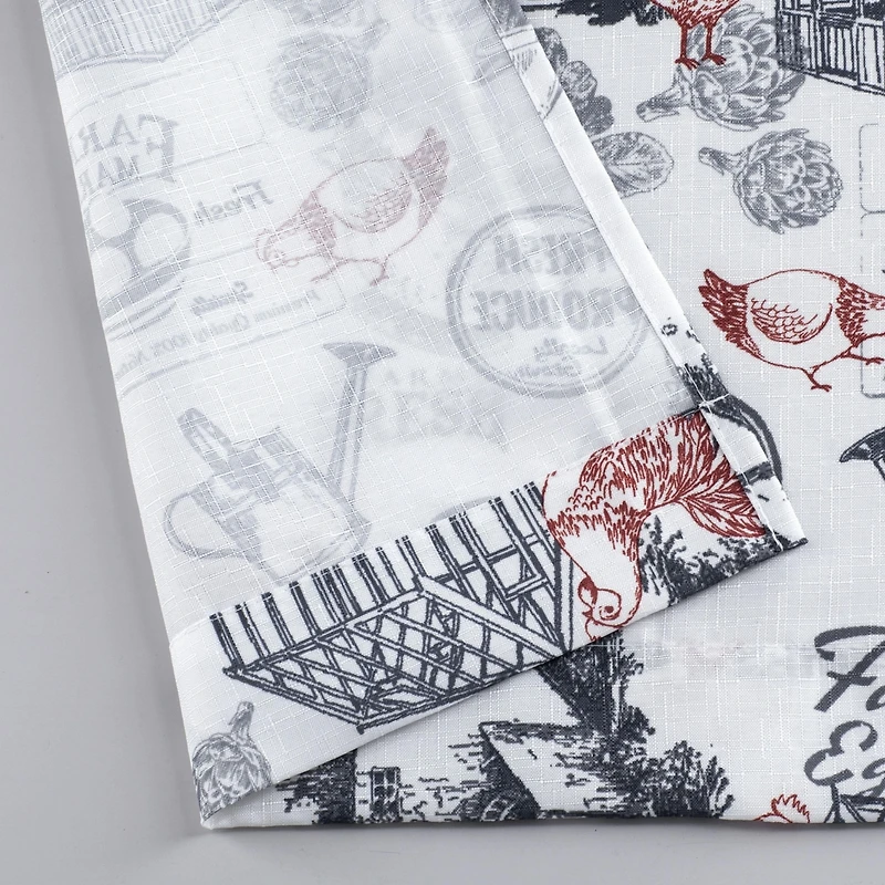 Kate Aurora Rooster Toile Complete 3 Pc Cafe Kitchen Curtain Tier And Valance Set