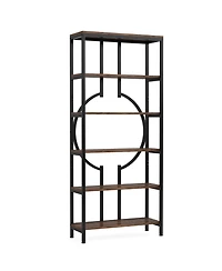 Tribesigns 70.9 Inch Industrial Bookshelf, 6-Tier Tall Bookcase with Open Shelves, Wood and Metal Display Shelf Storage Shelves
