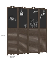 Homcom 5.5' 4 Panel Room Divider, Indoor Privacy Screens for Home, Brown