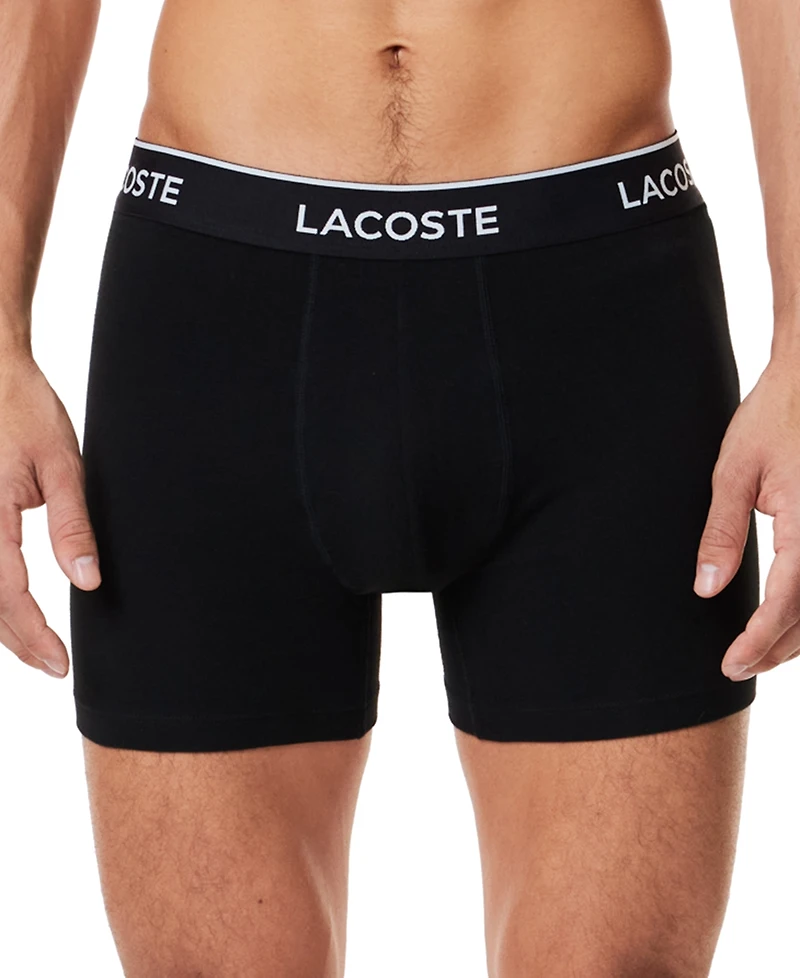 Lacoste Men's 3-Pack Regular Fit Logo Waistband Boxer Briefs