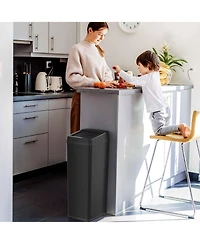 iTouchless Stainless Steel Sliding Lid Sensor Trash Can with AbsorbX Odor Filter 14 Gallon
