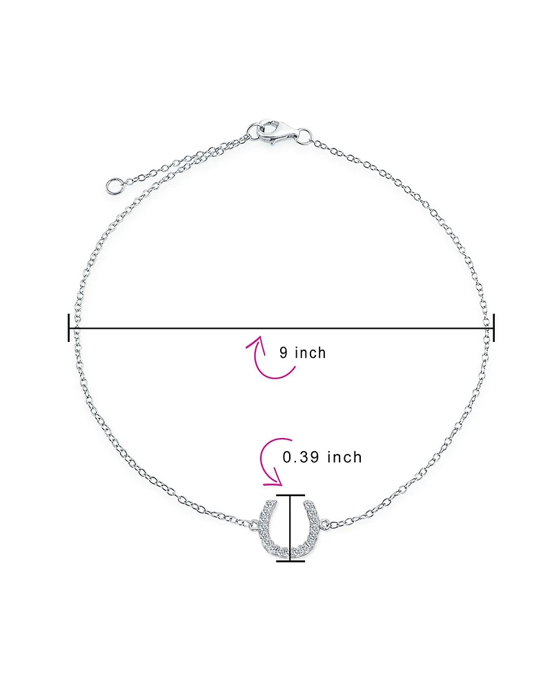 Bling Jewelry Delicate Pave Cz Horseshoe Anklet Ankle Bracelet Gold Plated Sterling Silver 9-10"