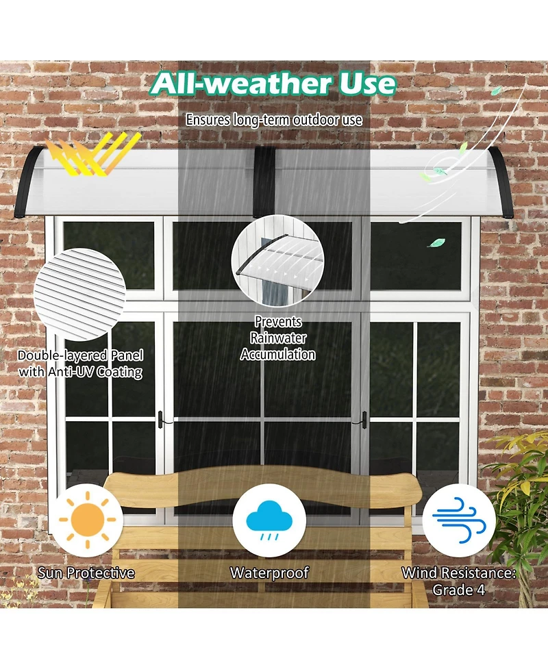 Slickblue 48 x 40 Inch Outdoor Front Door Window Awning Canopy Exterior