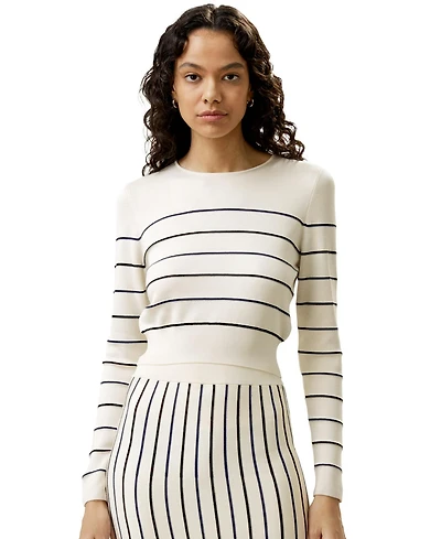 Cropped Silk-knitted Long Sleeve Tee for