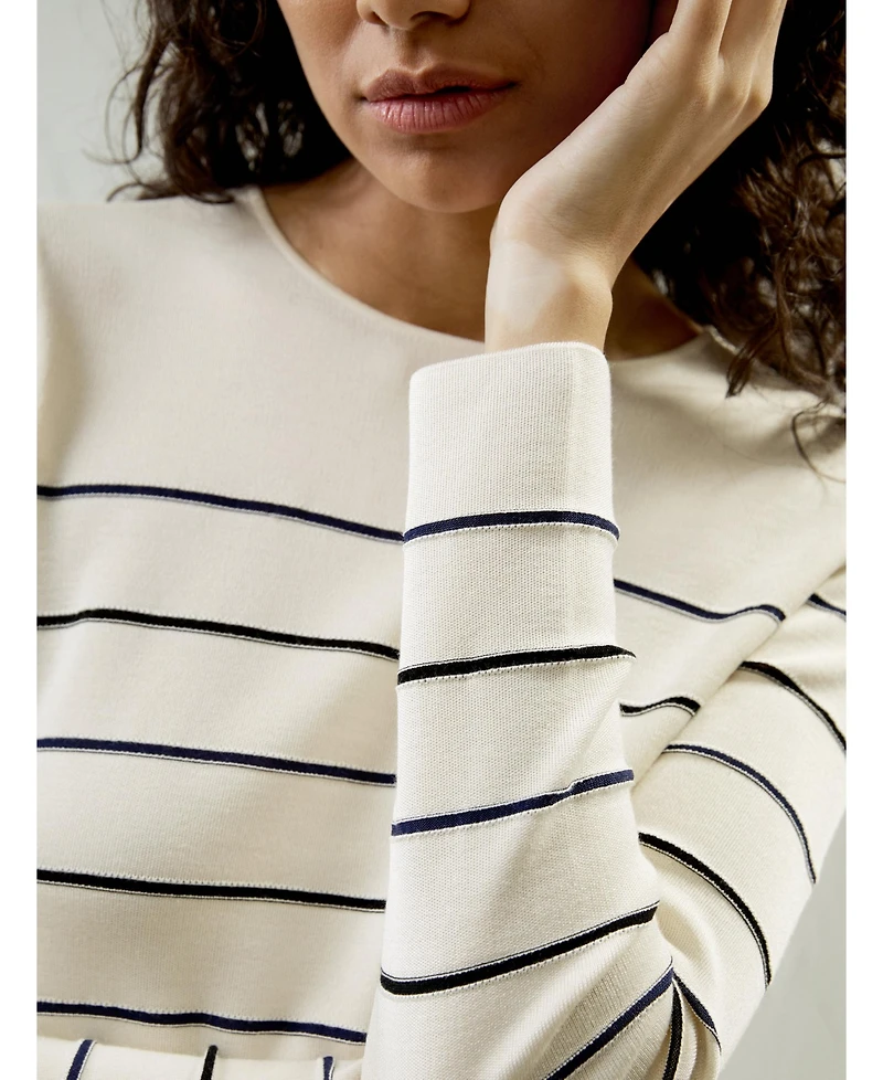 Cropped Silk-knitted Long Sleeve Tee for