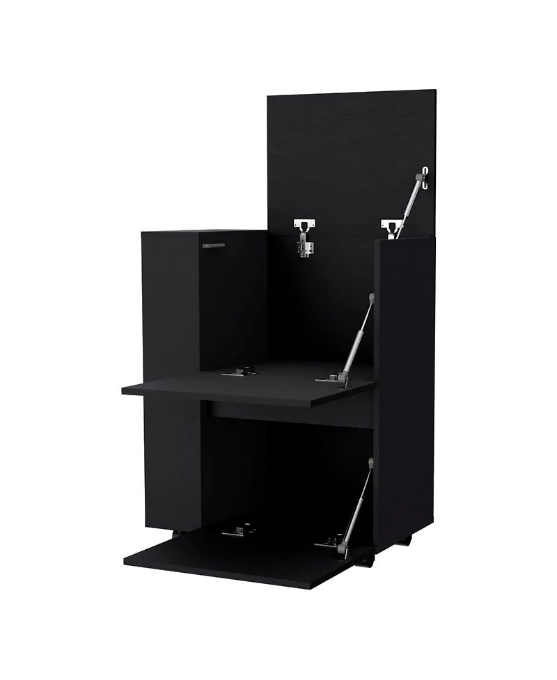 Fm Furniture Logan Bar Cart with Two Cabinets and Open Shelves