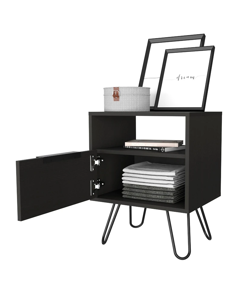 Fm Furniture Vienna Nightstand, Shelves, Hairpin Legs