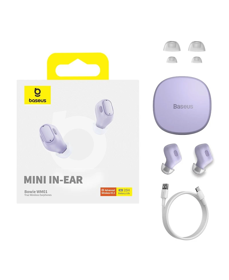 Baseus Bowie WM01 True Wireless Earbuds Bluetooth Headphones - White