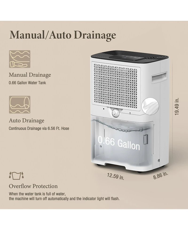 Fehom 4,500 Sq. Ft 50 Pint Dehumidifier with Drain Hose For Home Basements
