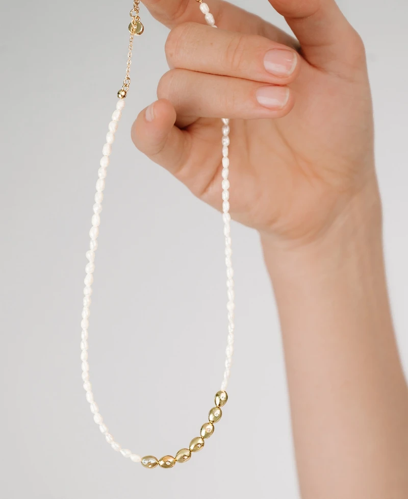Ettika Freshwater Pearl Polished Pebble Beaded Necklace