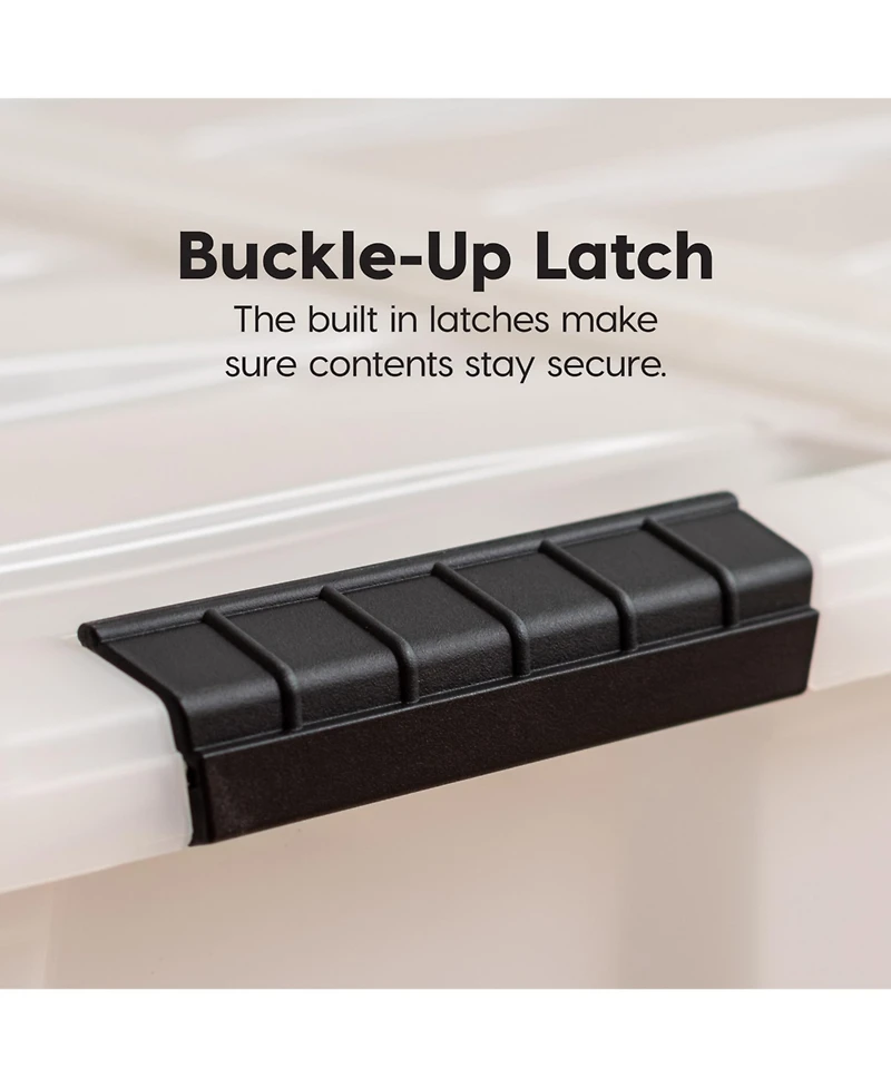 Iris 4 Pack 72qt Plastic Storage Bin with Lid and Secure Latching Buckles, Pearl