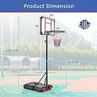 Portable Basketball Hoop Stand 6.3FT-8.1FT Adjustable withWheels & Edge Protectors