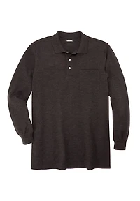 KingSize Big & Tall Longer-Length Long Sleeve Shrink-Less Cotton Polo