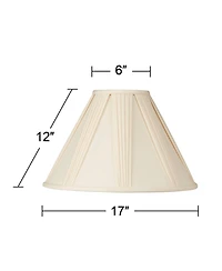 Springcrest Collection Set of 2 Lamp Shades Ivory French Drape Large 6" Top x 17" Bottom x 12" High Spider Harp and Finial Fitting