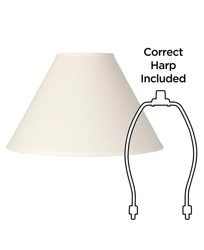 Springcrest Set of 2 Empire Lamp Shades White Linen Chimney Large 6" Top x 17" Bottom x 10" High Spider Harp and Finial Fitting