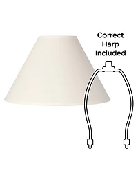 Springcrest Set of 2 Empire Lamp Shades White Linen Chimney Large 6" Top x 17" Bottom x 10" High Spider Harp and Finial Fitting