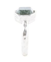 Barse Hammered Genuine Green Seraphinite Octagan Sterling Silver Ring