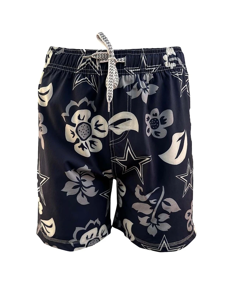 Wes & Willy Big Boys and Girls Navy Dallas Cowboys Floral Volley Swim Trunks