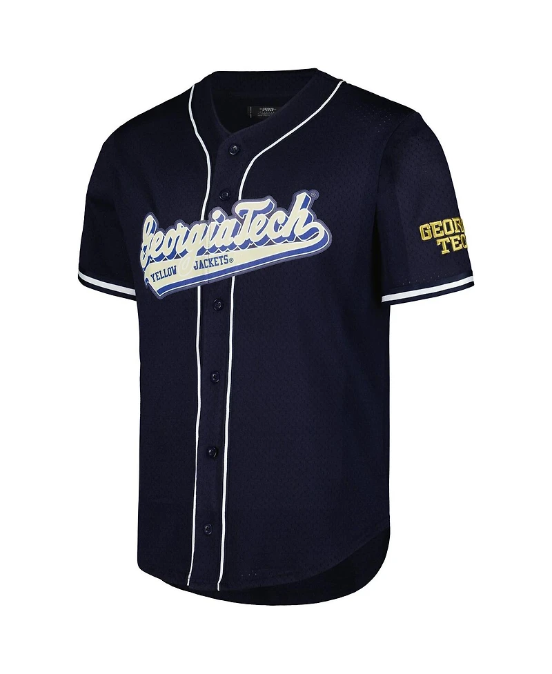 Pro Standard Men's Navy Georgia Tech Yellow Jackets Mesh Full-Button Replica Baseball Jersey