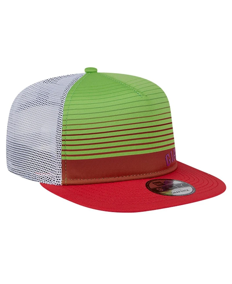 New Era Men's Red San Francisco Giants Neon Horizon A-Frame Trucker 9FIFTY Snapback Hat