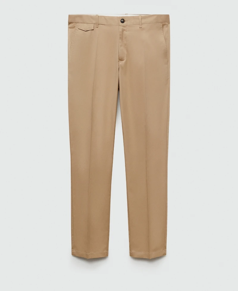 Mango Men's Regular Fit Structure Cotton Trousers