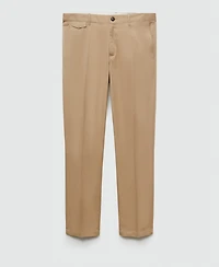 Mango Men's Regular Fit Structure Cotton Trousers