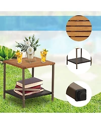 Sugift 3 Pieces Rattan Rocking Bistro Set with Coffee Table and Cushions