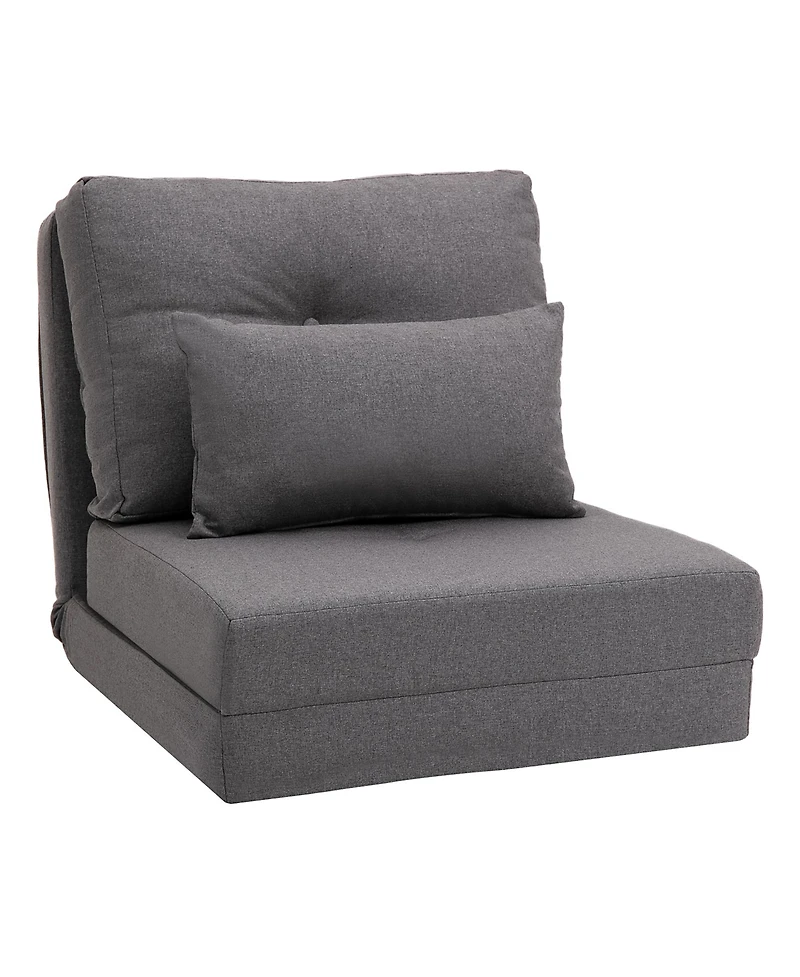 Homcom 2-in-1 Floor Lazy Sofa with 5 Position Adjustable Backrest, Dark