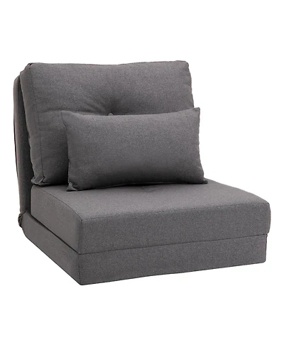 Homcom 2-in-1 Floor Lazy Sofa with 5 Position Adjustable Backrest, Dark