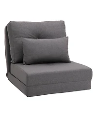 Homcom 2-in-1 Floor Lazy Sofa with 5 Position Adjustable Backrest, Dark