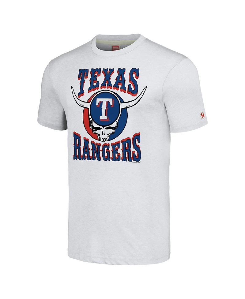Homage Men's Ash Texas Rangers Grateful Dead Tri-Blend T-Shirt