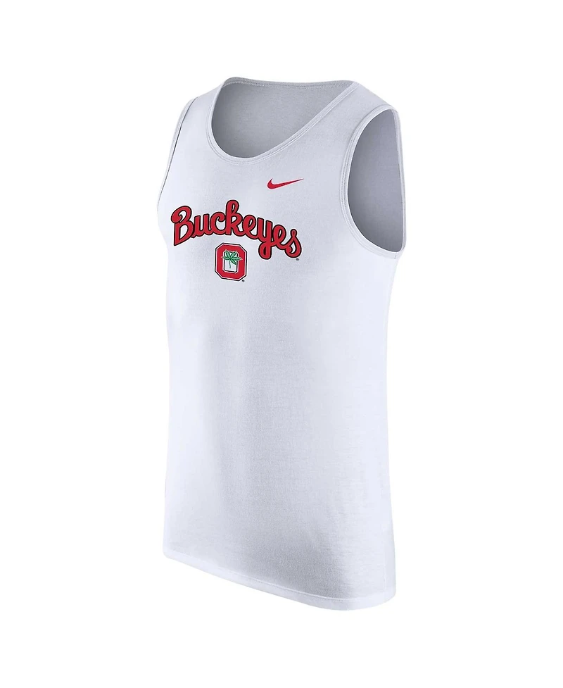 Nike Men's White Ohio State Buckeyes Vintage-like Logo Performance Tank Top