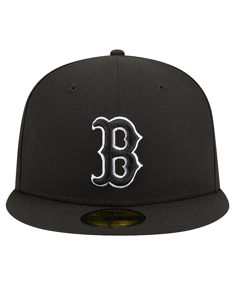 New Era Men's Black Boston Red Sox Logo 59FIFTY Fitted Hat