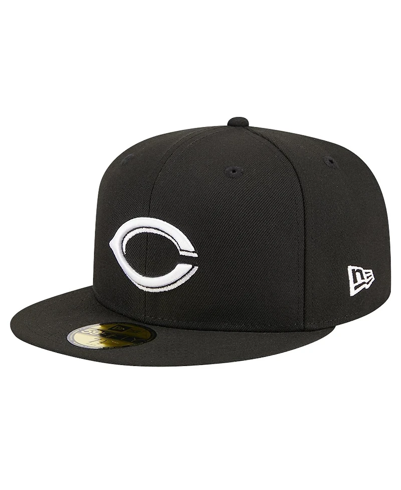 New Era Men's Black Cincinnati Reds Logo 59FIFTY Fitted Hat
